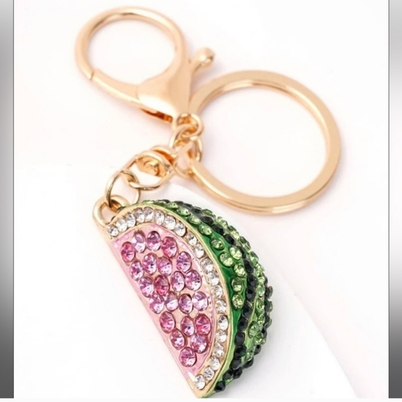 NEW! Rhinestone Watermelon🍉 Keychain Bag 🎒👜 Charm ~ 🎁, Summer, Fruit - Picture 7 of 9